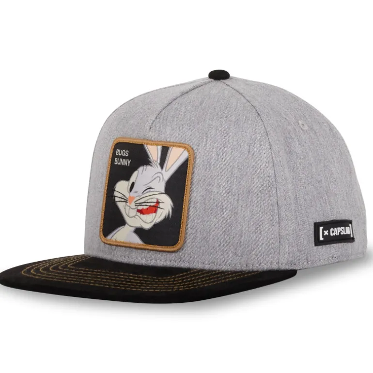 Casquette Fitted Visière Plate Looney Tunes Bugs Bunny Snapback - Grise - Capslab