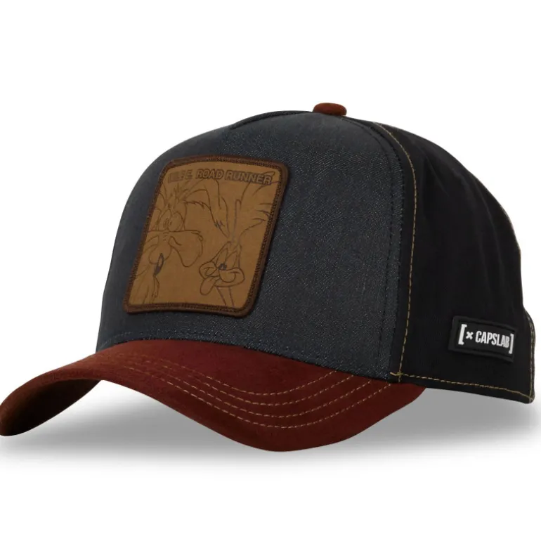 Casquette Trucker Denim et Suedine Looney Tunes Coyote, Bip Bip Snapback - Bleue - Capslab