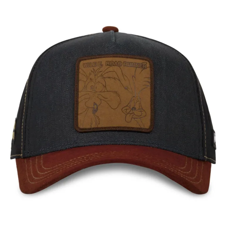 Casquette Trucker Denim et Suedine Looney Tunes Coyote, Bip Bip Snapback - Bleue - Capslab