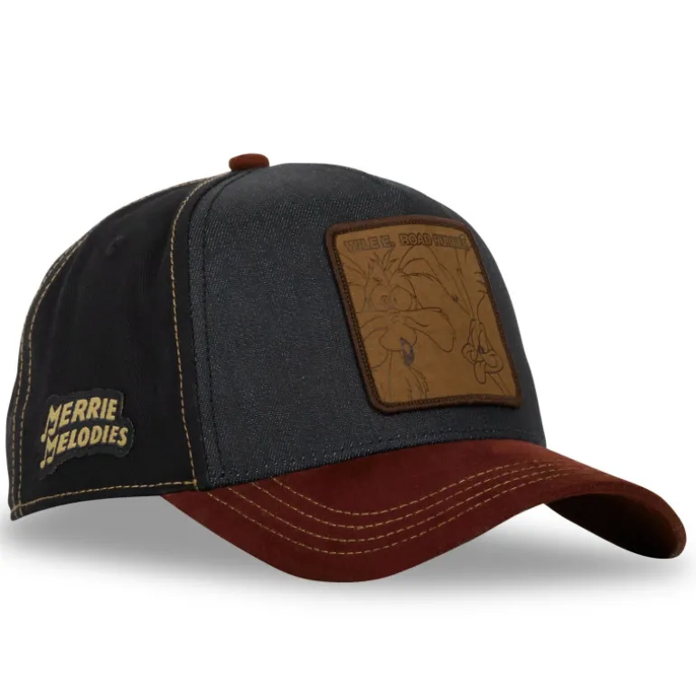Casquette Trucker Denim et Suedine Looney Tunes Coyote, Bip Bip Snapback - Bleue - Capslab