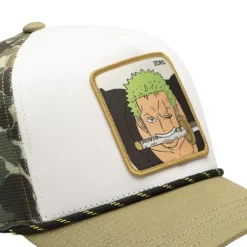 Casquette Trucker One Piece Roronoa Zoro Snapback Beige Filet Camouflage - Capslab