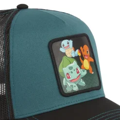 Casquette Trucker Pokemon Salameche, Carapuce, Bulbizarre Snapback Verte - Capslab