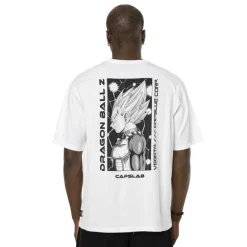 T-shirt Blanc Dragon Ball Z Vegeta Homme coupe Relaxed fit Capslab