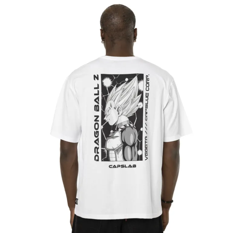 T-shirt Blanc Dragon Ball Z Vegeta Homme coupe Relaxed fit Capslab