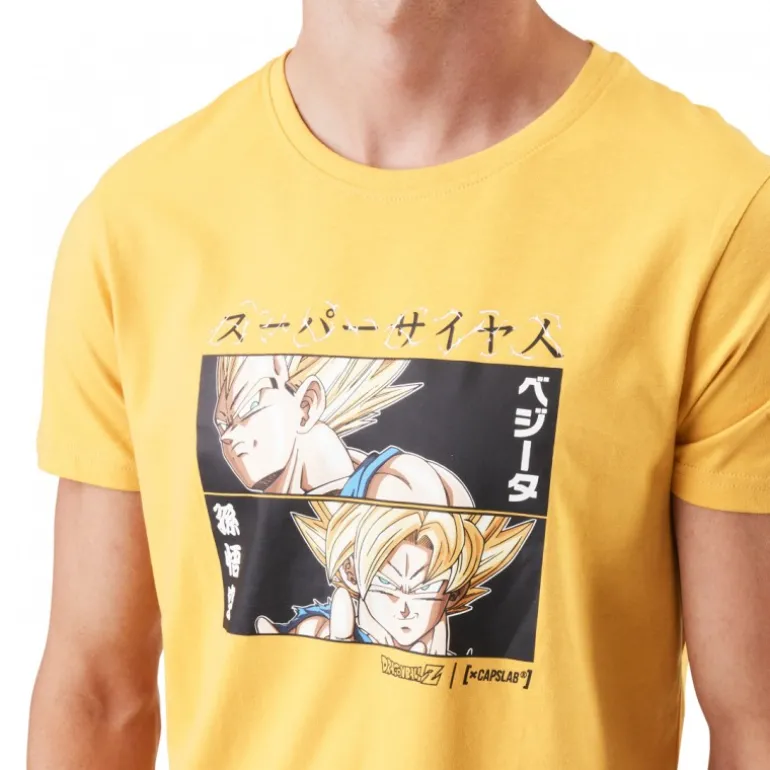 T-shirt Dragon Ball Z Goku, Vegeta Homme Jaune Capslab