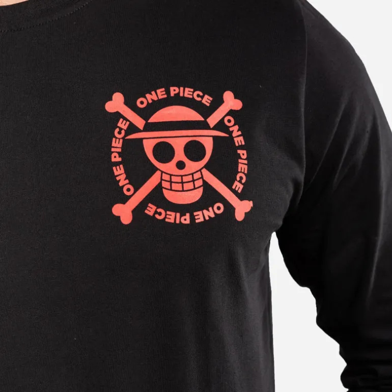 T-shirt Manches Longues Noir One Piece Luffy homme coupe Regular Capslab