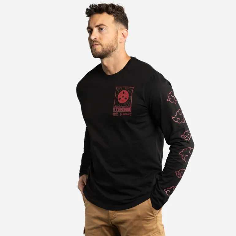 T-shirt Manches Longues Noir Naruto Shippuden Itachi homme coupe Regular Capslab