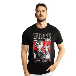 T-shirt Noir Dragon Ball Super Goku, Vegeta homme coupe Regular Capslab