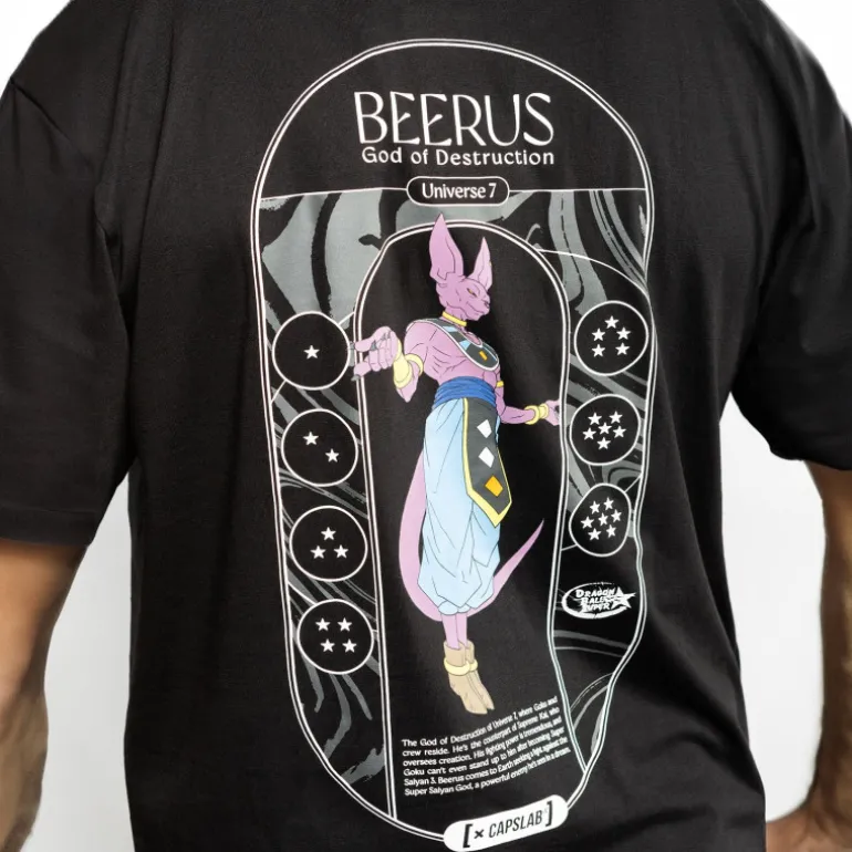 T-shirt Noir Dragon Ball Super Beerus homme coupe Oversize Capslab
