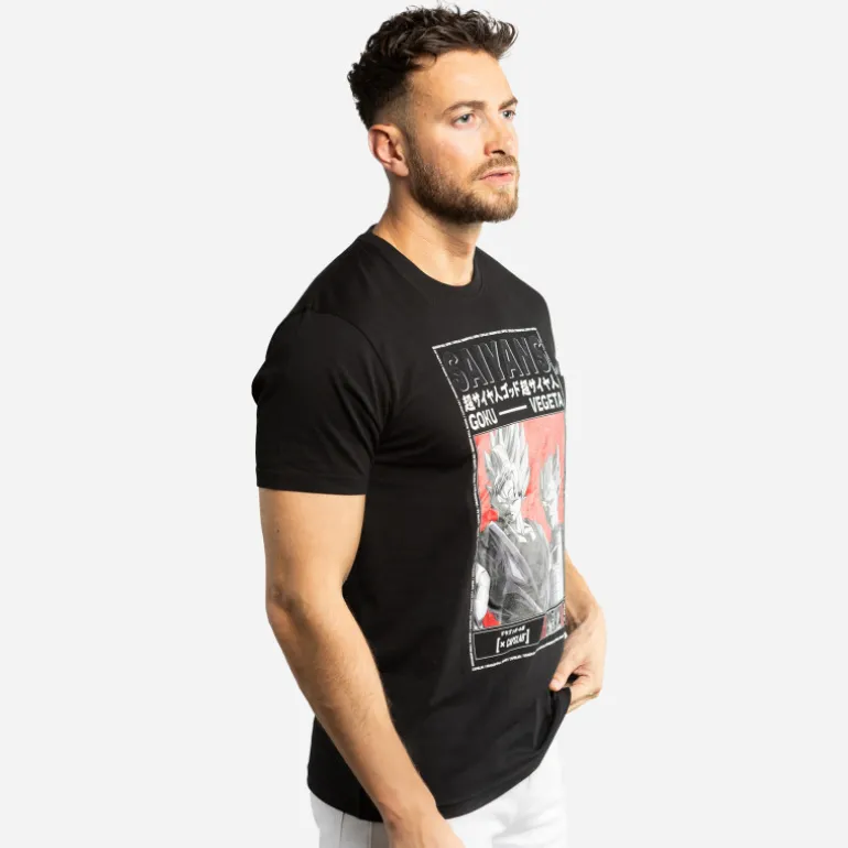 T-shirt Noir Dragon Ball Super Goku, Vegeta homme coupe Regular Capslab