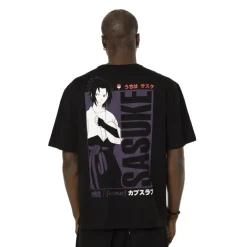 T-shirt Noir Naruto Shippuden Sasuke Homme coupe Relaxed fit Capslab