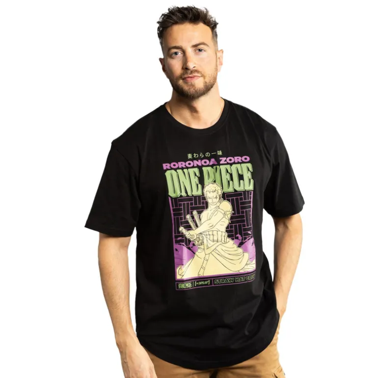 T-shirt Noir One Piece Roronoa Zoro homme coupe Oversize Capslab