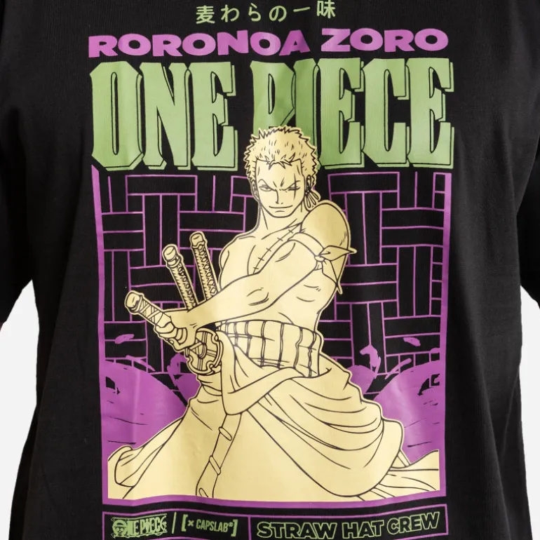 T-shirt Noir One Piece Roronoa Zoro homme coupe Oversize Capslab