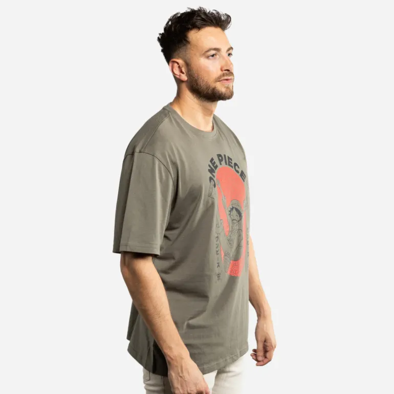 T-shirt Vert One Piece Luffy homme coupe Relaxed fit Capslab